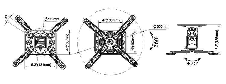 Rysunek techniczny uchwytu do projektora - NBT717-M